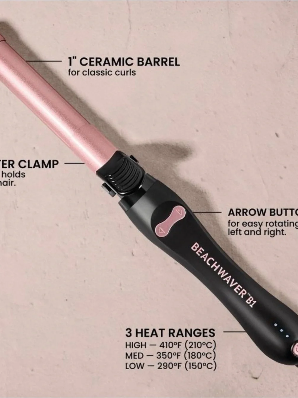 BEACHWAVER B1 Rotating Curling Iron - Midnight Rose/Black